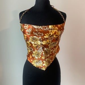 Floral Print Tie Back Halter Top